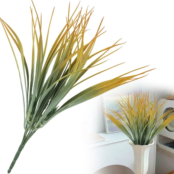 1Pc Artificial Plants Outdoor Fake Plastic Grass Spring Decor UV Resistant Faux Greenery Stems Bushes Outside Fake Plants for Planters Patio Porch Window Box Pathway Garden Home Decor A