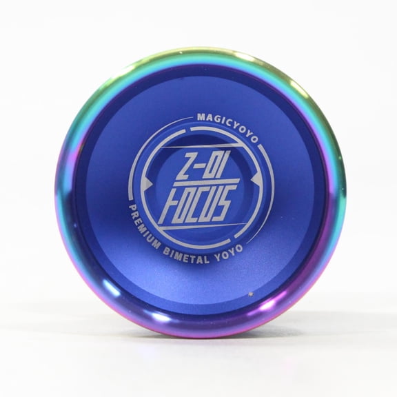 MAGICYOYO FOCUS Z01 Yo-Yo - BI-METAL YoYo - 6061 Aluminum with Stainless Steel Ring! (Blue w/Rainbow Ring)