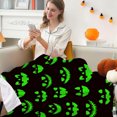 thumbnail image 2 of Spooky Black Green Ghost Throw Blanket, Soft Cozy Plush Flannel Fleece for Kids Adults, Halloween Holiday Room Decor for Couch Sofa Bed Nap, 27x40in, 2 of 7