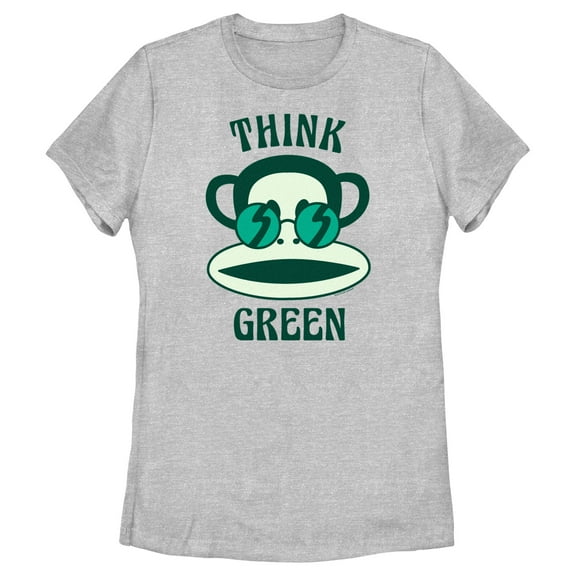 Women's Paul Frank Think Green Julius the Monkey Graphic Tee Athletic Heather Small