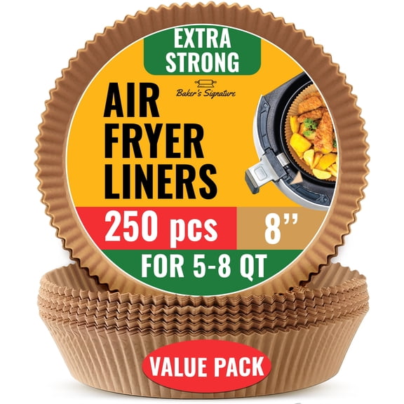 250 pcs Air Fryer Liners for Ninja, Round Disposable Airfryer Paper Liners – Non-Stick and Oil Proof for Easy Cleanup, Great for Oven, Pans & Baking – 8 Inch for 5-8 qt Basket by Baker's Signature
