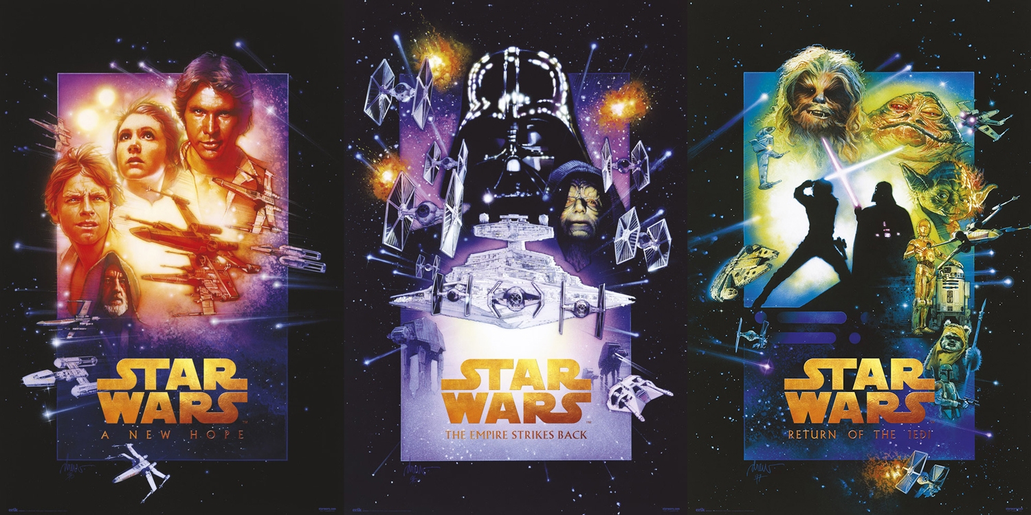Star Wars Trilogy Poster Triple Pack 3x *Framed* Large Posters 90cm x 60cm