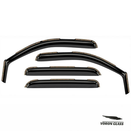 Voron Glass In-Channel Extra Durable Rain Guards for Trucks Chevrolet (Chevy) Silverado/GMC Sierra 2007-2013 Crew Cab, Window Deflectors, Vent Window Visors, 4 Pieces - 220002