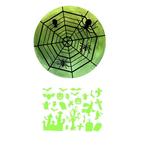 Wovilon Halloween Glow-In-The-Dark Horror Ghost Spider Web Wall Stickers Halloween Window Sticker Halloween Decor