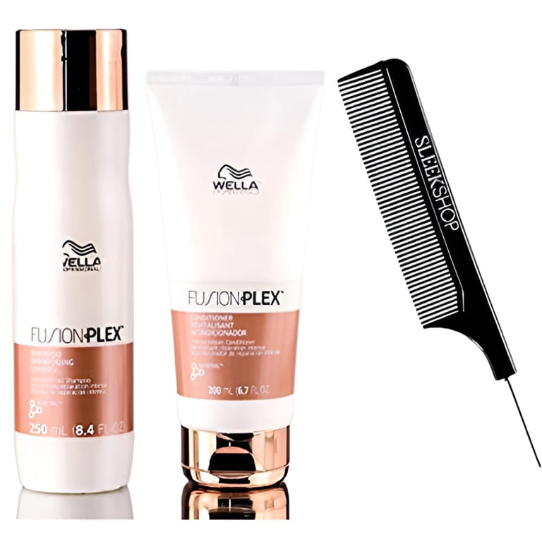 Wella FUSION PLEX Repair Shampoo & Conditioner Set with Sleek