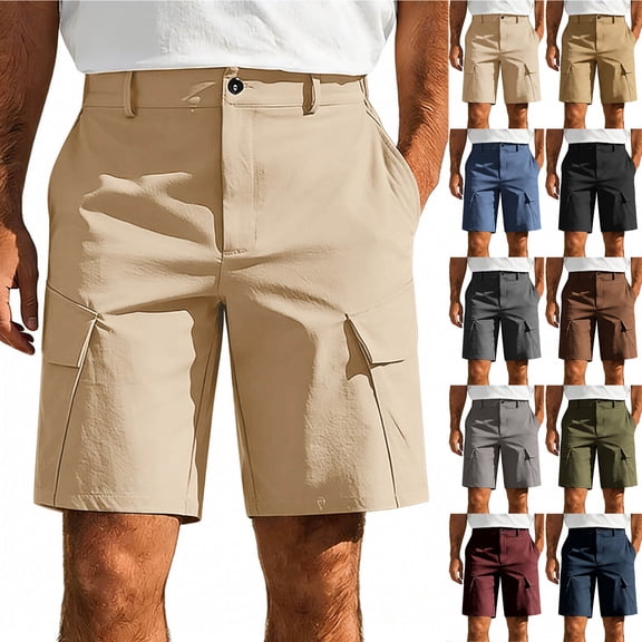 Havenre Men's Golf Shorts Lightweight Stretch Button Elastic Waist Quick Dry Hiking Cargo Shorts for Dress Casual Work with Multi-Pockets Wine XL