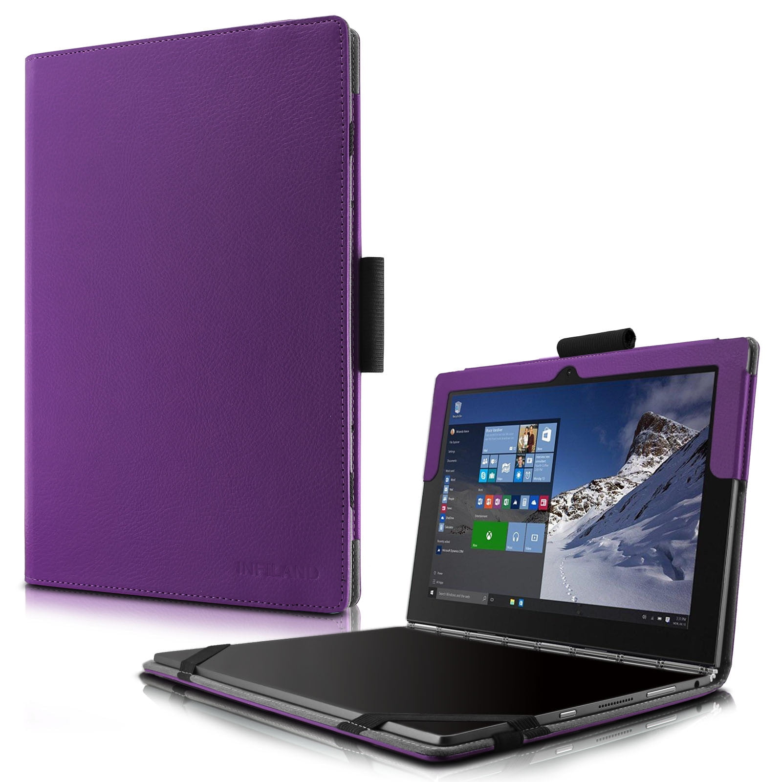 Infiland Lenovo Yoga Book Case, Folio PU Leather Stand Cover For Lenovo
