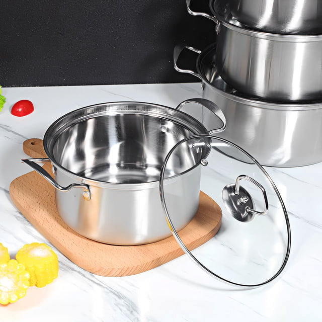 AURARMLET 5Sets Induction Compatible Soup Pots With Lids For Home Cooks Cooking Soup And Stew In The Kitchen