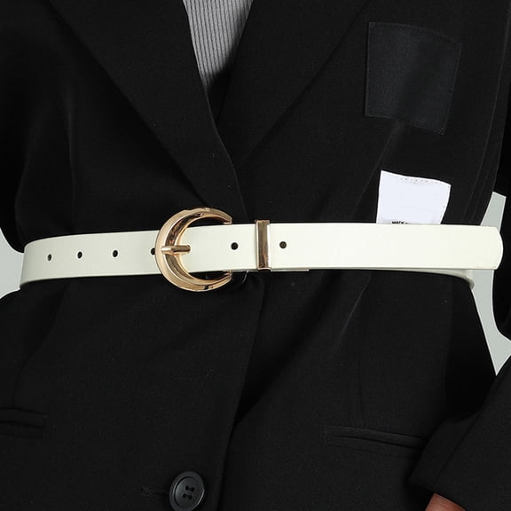 TANGNADE Womens Belts For Jeans Women Faux Leather Waist Belt Ladies Pants Belt White