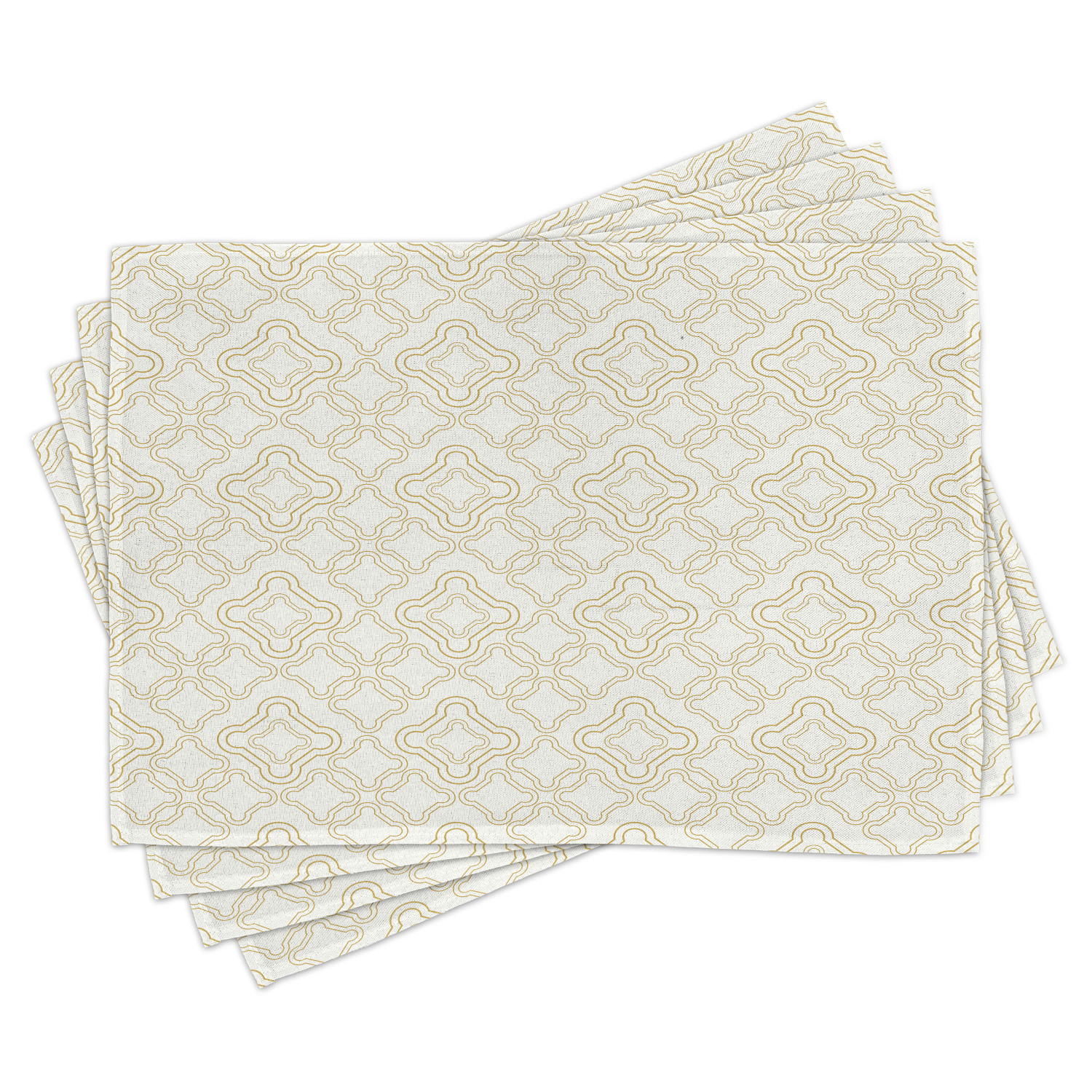 Ivory Placemats Set of 4 Geometric Shabby Chic Motif with Classic