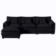 thumbnail image 2 of Gewnee Modular Deep Seat Free Combination Black Chenille Sectional Sofa with Movable Ottoman , Oversized L Shaped 3-Seater Comfy Cloud Couches Set for Living, 2 of 20