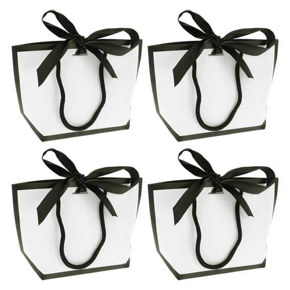 Unique Bargains Solid Color Gift Bags 4 Pcs Black White