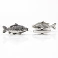 thumbnail image 5 of Gemelos de trucha marrón de peltre inglés fino - En caja de regalo - Gemelos de pez de pesca, 5 of 5