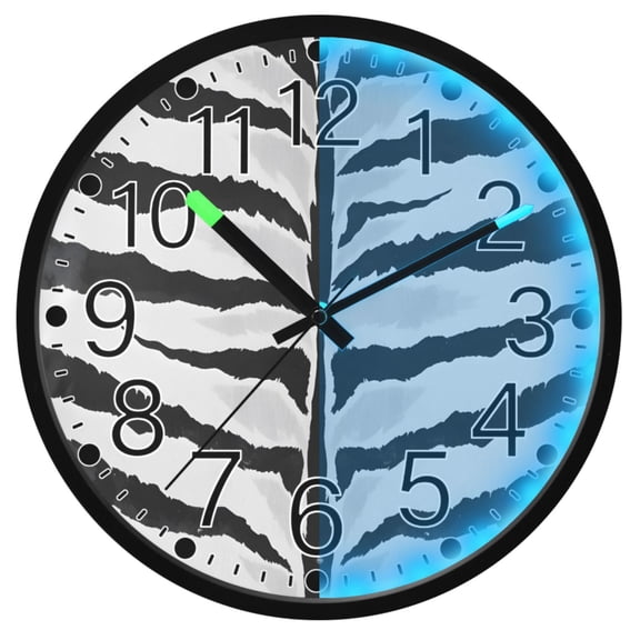 Ryvnso Tigers Stripes 12 Inch Night Light Wall Clock Silent Battery Operated Luminous Clocks