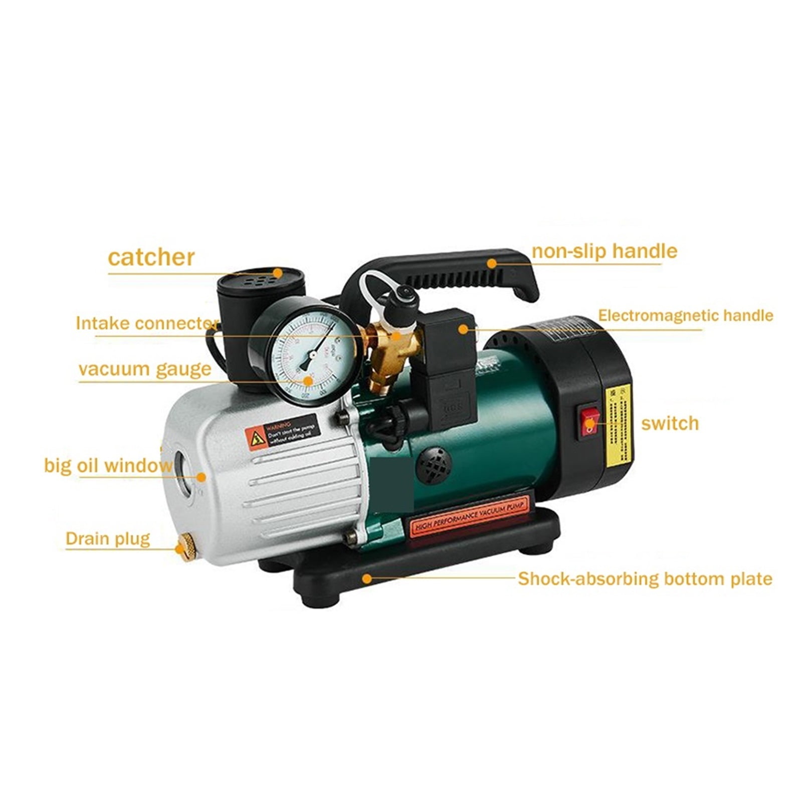 Portable Rotary Vane Intelligent Vacuum Pump Air Conditioner Refrigerator Repair Low Noise Air Pump Anti-Backflow 125W ,Outstanding Oil Inlet System