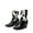 BLACK/COW, variant on Women's Western Ankle Booties - Pointed Toe Cowgirl Boots with Low Heel Comfortable Pull-On Design for Casual Wear