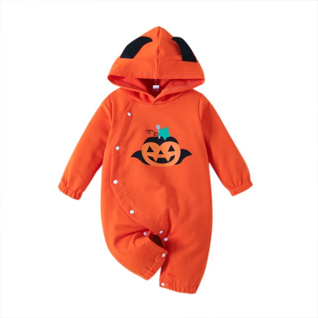 Mono de calabaza de Halloween para bebé SCZ traje de disfraz con capucha y manga larga 70