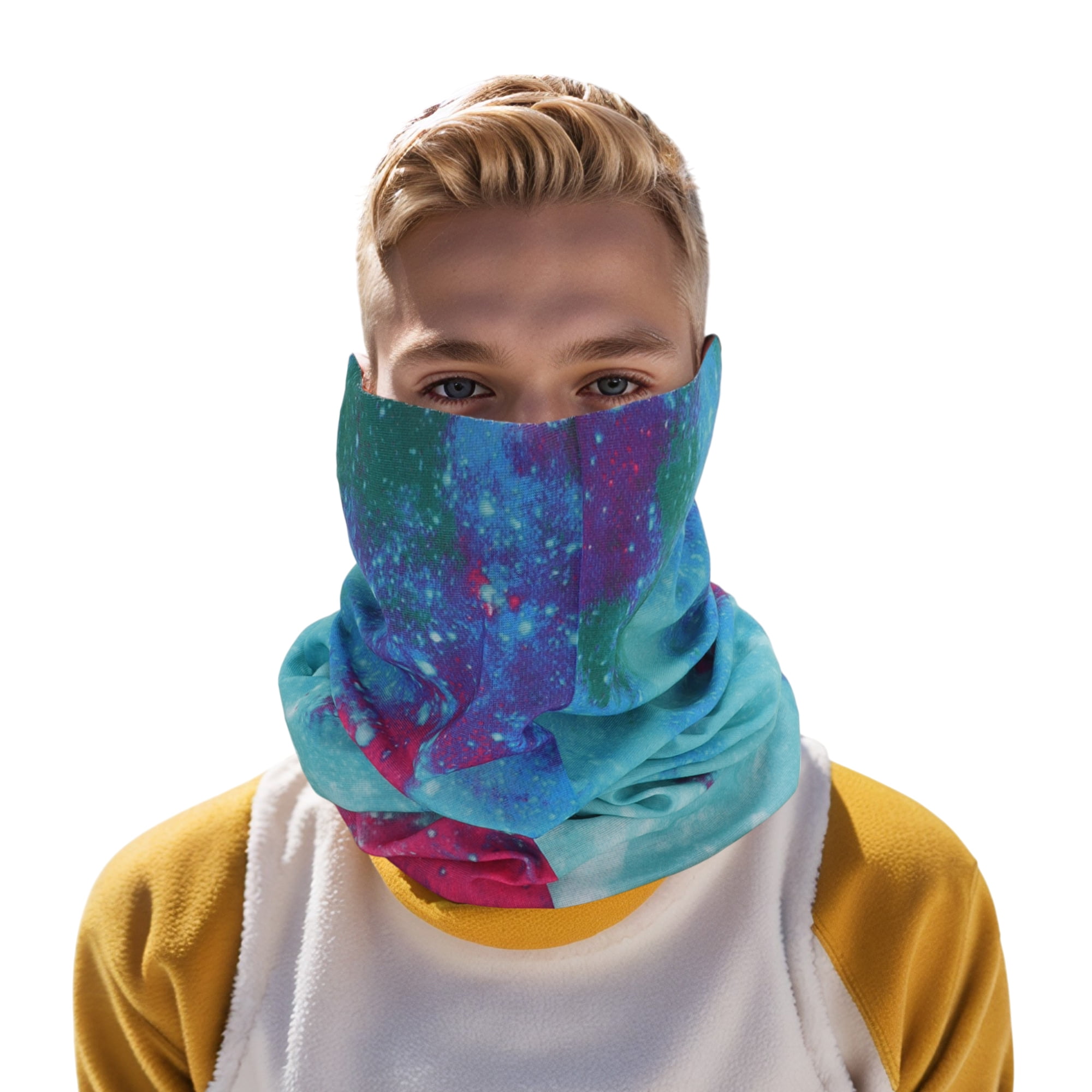 Unique Bargains Face Scarf Mask Blue Pink 1 Pc