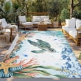 thumbnail image 2 of Sea Turtle Coastal Outdoor Rug for Patio/Deck/Porch, Non-Slip Large Area Rug 4 x 6 Ft, Summer Nautical Starfish Coral Ocean Indoor Outdoor Rugs Washable Area Rugs, Camping Rug Carpet Runner, 2 of 8