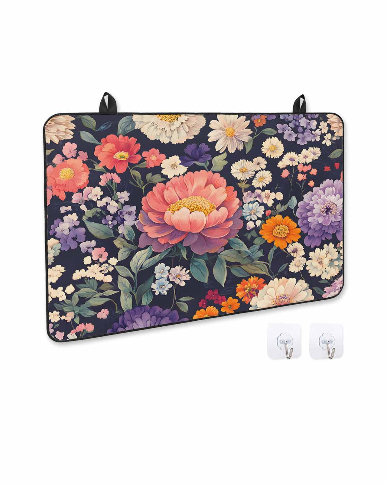 nqOlkjepod Large Induction Cooktop Protector Mat 24"x21", Colorful Spring Floral Stove Top Covers for Electric Stove, Botanical Summer Blooming Stove Burner Cover Mats, Glass Top Stove Cover