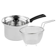 (PEARL METAL) One-handed pan Silver 18cm Stainless steel with glass lid Vert-Neige HB-4499 with strainer