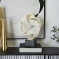 thumbnail image 2 of 11" x 17" White Polystone Ribbon Line Abstract Sculpture with Black Base, by DecMode, 2 of 8
