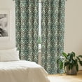 thumbnail image 2 of Ambesonne Damask Curtains, Leaves Buds Ornate Style, Pair of 28"x63", Mint Green Dark Brown, 2 of 5