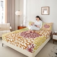 thumbnail image 4 of Homewish Dahlia Queen Sheet Sets,Retro Flower Flat Sheet,Orange Yellow Queen Fitted Sheet For Men Women,Breathable Home Decor,4 Pieces, 4 of 7
