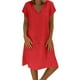 thumbnail image 1 of Vestido holgado de algodón con cuello en V para mujer: manga corta, color liso, vestido informal de verano, lavable a máquina, tallas S-XXXXXL, 1 of 7