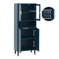 thumbnail image 6 of Barara King Tall Storage Show Cabinet with 2 Glass Display Door & 2 Doors, Tall Kitchen Pantry Cabinet with Gold Handles, Modern Cabinet Freestanding for Bathroom, Dining Living Room, Blue, 6 of 6