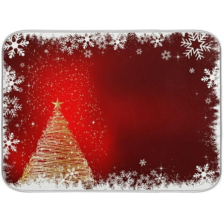 

Sparkle Christmas Tree Dish Drying Mat for Kitchen Ccounter Absorbent Microfiber Small Drying Pad Dish mats for Kitchen Countertops 16 x 18 Inch