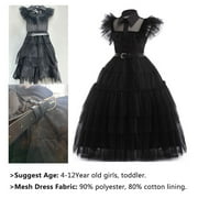 Black Mesh Dance Dress for Girls Halloween Black Costume Outfit 4-10T