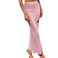 thumbnail image 2 of Baqcunre Wrap Dress Women's Skirt Stretch Waist High Solid Satin Dress Skirts for Women Maxi Skirts for Women Long Skirts for Women Pink XL(Hot), 2 of 5