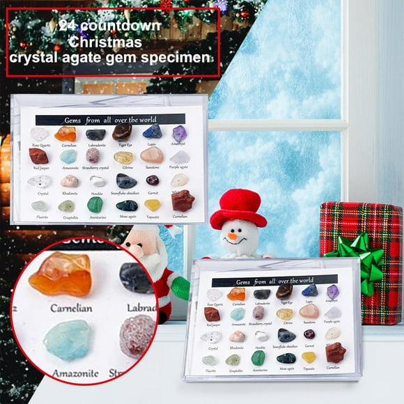 Agiferg 24 Pieces Of 2021 Advent Calendar Mini Size Natural Crystal Agate Petrofossil Geological Lovers Full Range Of Christmas Countdown Calendar