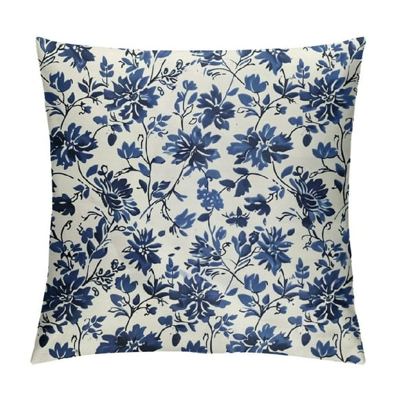 ARISTURING Navy Blue and Cream Floral Pillow Covers Vintage Flower Outdoor Decorative Throw Pillows Blue Small Floral Print Rustic Farmhouse Pillowcases Cushion Covers for Couch