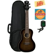 Luna Uke Artist Vintage Distressed Concert Ukulele Bundle with Hard Case, Tuner, Austin Bazaar Instructional DVD, and Polishing Cloth