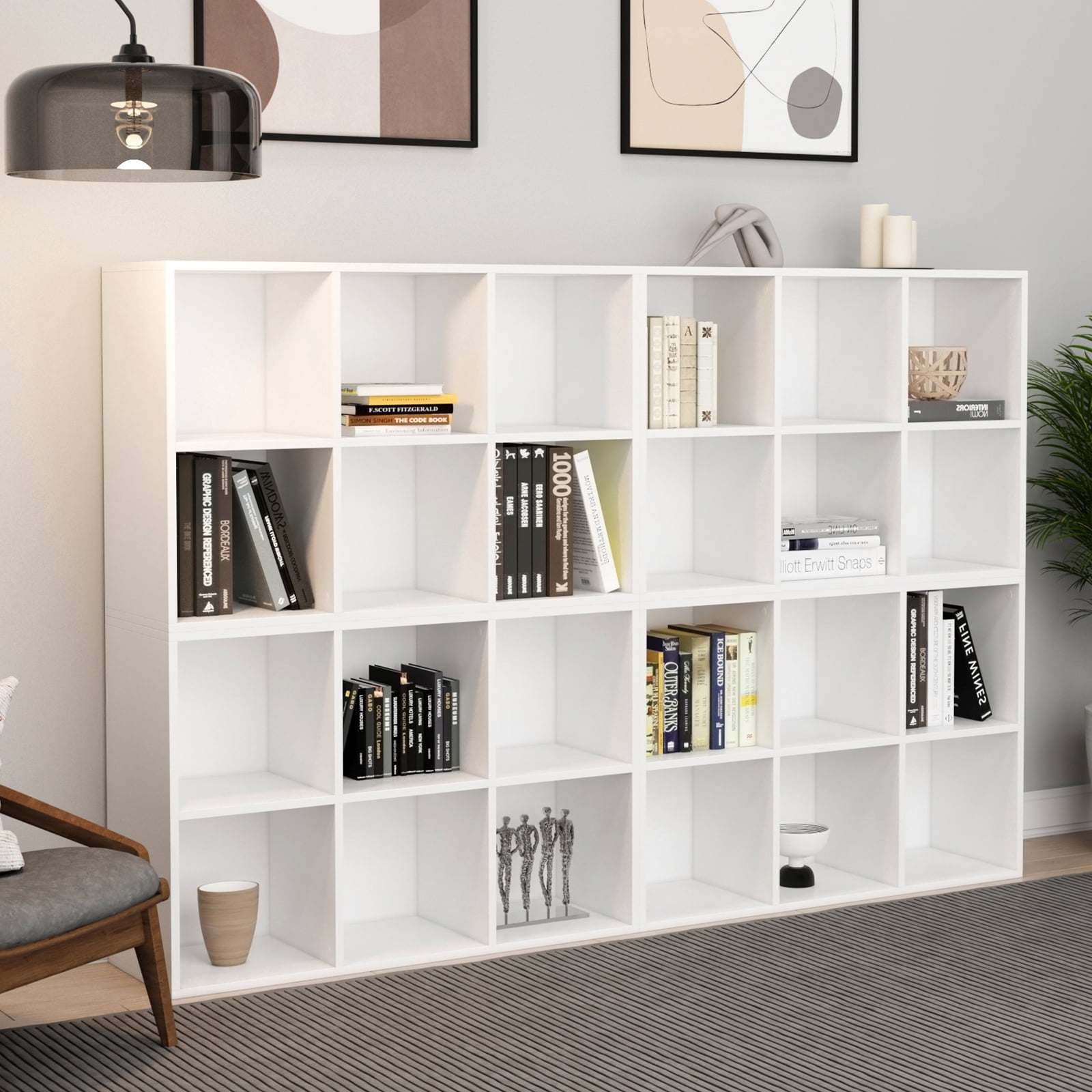 4 Pack 6 Cube Organizer White 36in Cube Bookshelf ,6 Cube Storage Organizer Display Shelf,Open Home Storage Cabinet