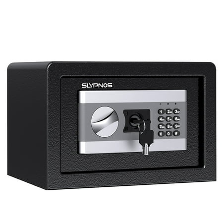 SLYPNOS Digital Electronic Safe Box,Fireproof Box Fireproof Safe and Waterproof Safe With Key Lock Removable Shelf, 2 Emergency Override Keys, Personal/Master