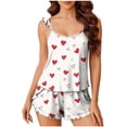 thumbnail image 2 of Fengactive Womens Pajama Sets Ruffle Cami Top and Shorts 2 Piece Lounge Set Sleepwear Summer Comfy Cute Pajama for Women, 2 of 6