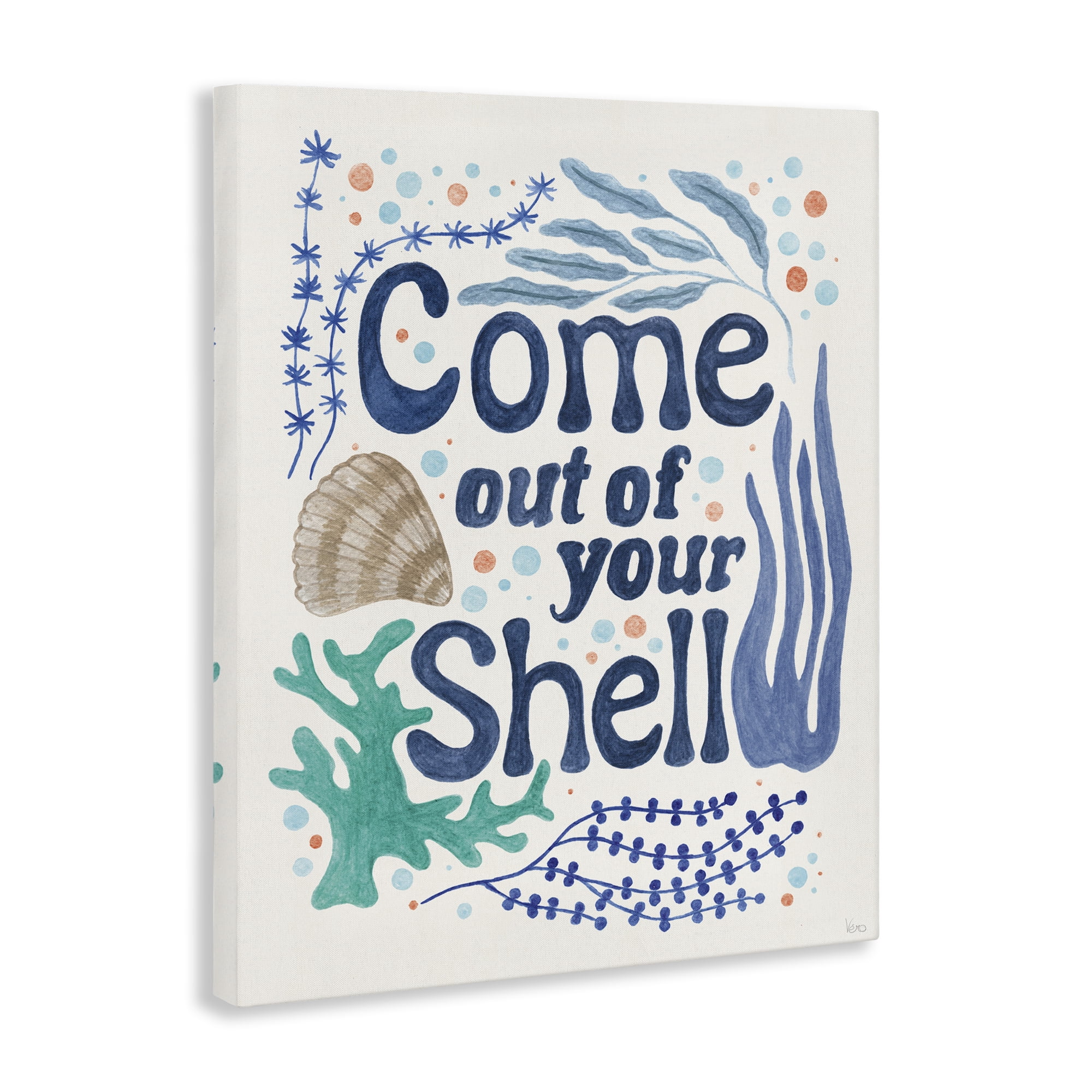 Stupell Industries Come Out Of Your Shell Nautical & Beach Painting Wrapped Canvas Art Print Wall Art, 16 x 20