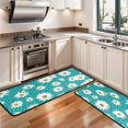 thumbnail image 3 of Kitchen Rugs Sets Of 2,Turquoise Daisy Flower Pattern Anti Fatigue Kitchen Mat Rugs Non Slip Washable,Decorative Kitchen Floor Mats for Kitchen,Sink,Laundry,17"x47"+17"x47", 3 of 5