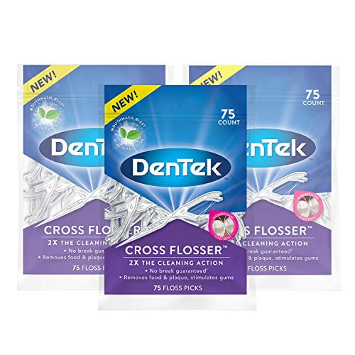 Dentek Cross Flosser Floss Picks X Shaped Floss Hugs Teeth 75 Count 3 Pack Walmart Com Walmart Com