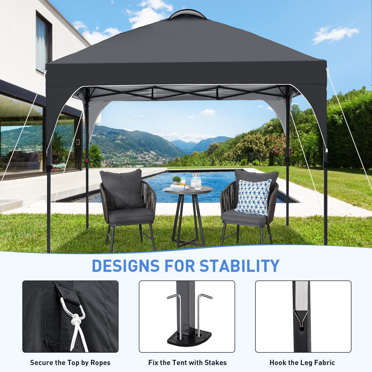 10x10 Ft Outdoor Pop Up Canopy Tent Instant Shelter Pop-Up Sun