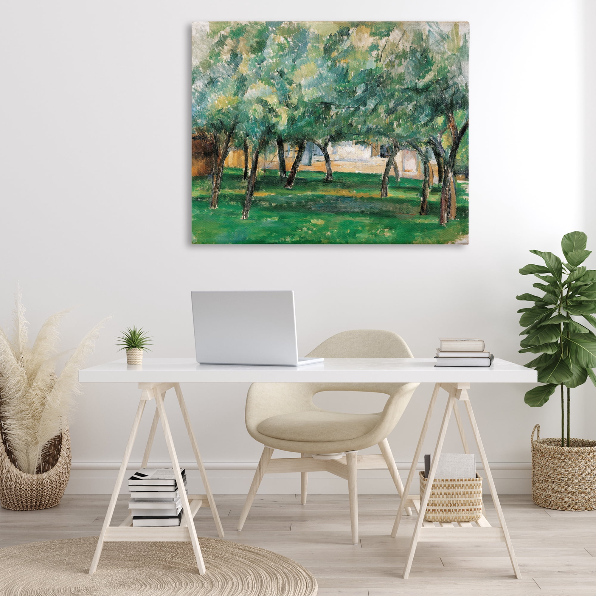 Stupell Industries Classic Cezanne Farm in Normandy Landscape & Nature Painting Wrapped Canvas Art Print Wall Art, 48 x 36