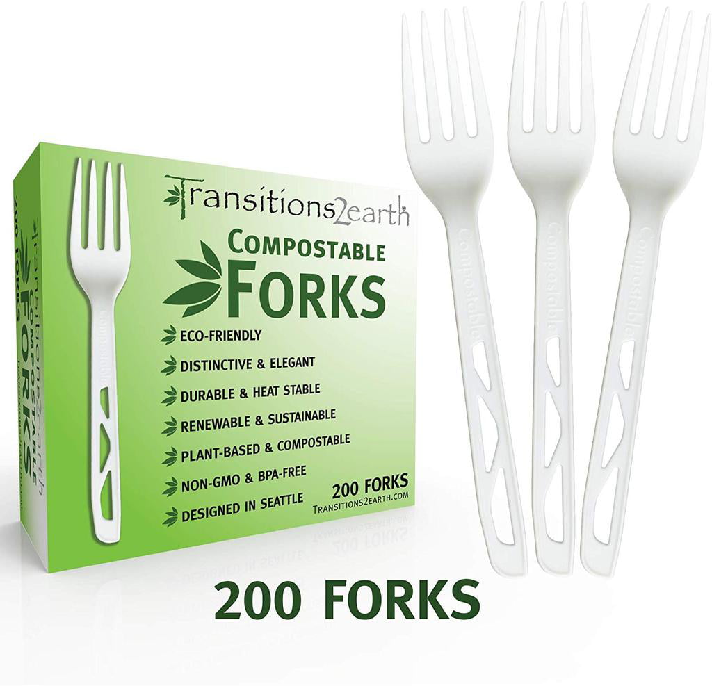 Transitions2earth Biodegradable EcoPure Lightweight Forks Box of 1000 