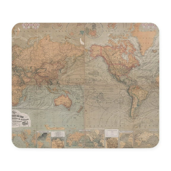 CafePress - Vintage Map Of The World (1870) Mousepad - Non-slip Rubber Mousepad, Gaming Mouse Pad