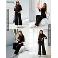 thumbnail image 5 of Conjunto de mernidad de 2 piezas con manga corta a juego, ajustable, pantalones largos para embarazo, verano, ropa de descanso, 5 of 5