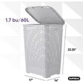 thumbnail image 4 of Superio 60L Large Wicker Plastic Laundry Hamper with Lid - White Smoke (2 Pack), 4 of 5
