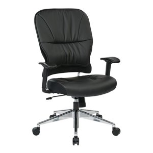 Black Bonded Leather Managers Chaise par Office Star