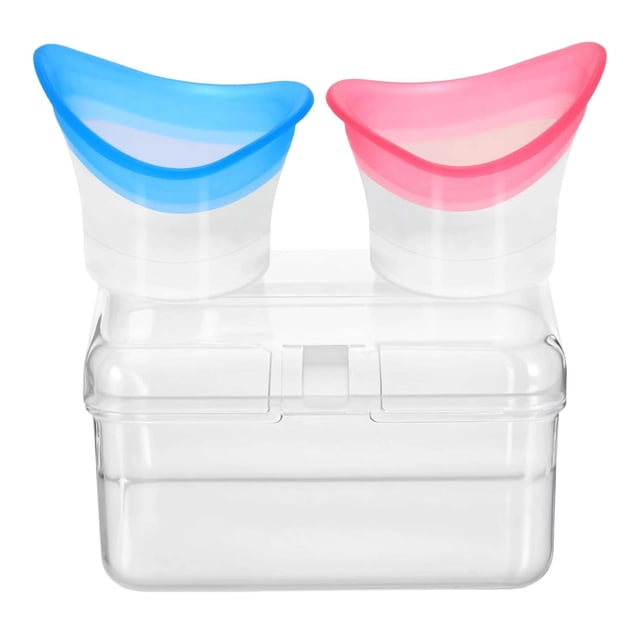 Juego de 2 vasos lavaojos, limpiador oftálmico y baño ocular de silicona flexible para Rosa y azul